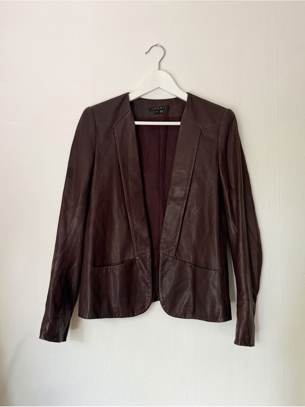 Theory Bordeaux Frima Blazer-Style Leather Jacket